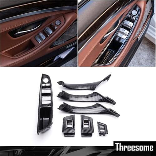 For BMW 5 series F10 F11 520 525 ABS Carbon Fiber Car Interior Door Handle Inner Panel Pull Trim Cover Armrest