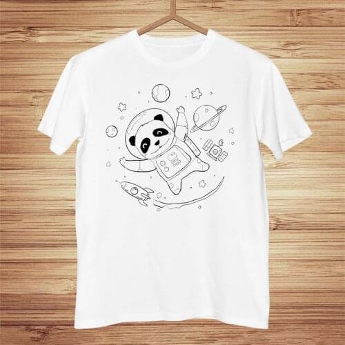 100% cotton casual short sleeve Funny design astronaut printing men T shirt o-neck knitted comfortable fabric street men t-shirt