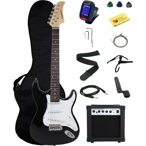 HOT 39-inch Electric Guitar Concert Electric Bass Rosewood Fingerboard Left Hand Guitar Black Electric Box Beginner Gift AGT199