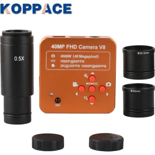 KOPPCE 40 Million Pixel Microscope Camera 0.5X Electronic Eyepiece HDMI Camera Interface 23.2mm To 30mm And 30.5mm Adapter