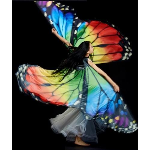 Fashion Orange Rainbow Butterfly Belly Dance Isis Wings Bellydance Costumes Accessory Stage Play Club Performance Props Wing