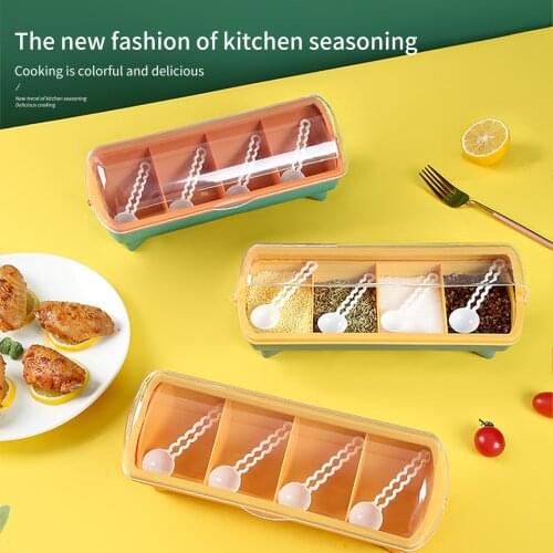 Seasoning Box Set Household Combination Dustproof Seasoning Box Salt And Msg Multi Grid Seasoning Jar