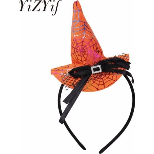 New Halloween Witch Party Headband Kids Girls Halloween Hair Accessories Witch Pointed Hat Style Hairpin, Hair Hoop Headband