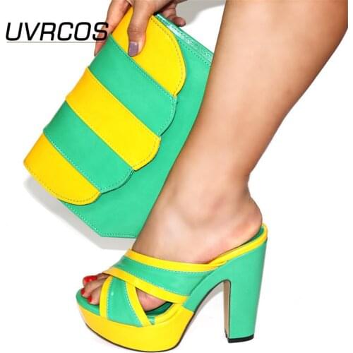 New Arrival Women Italian African Party Pumps Shoes and Bags Decorated with Rhinestone Women Party Shoes and Bag Set In Italy