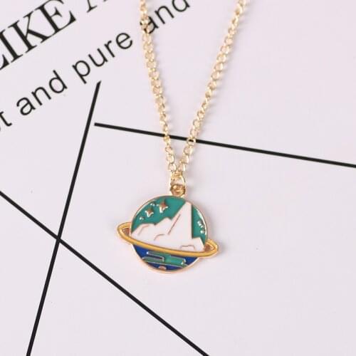 Fashion Sweet Cool Cute Girl Planet Pendant Necklace Zinc Alloy Long Chain Hip Hop Trend Men And Women Birthday Jewelry Gift Hot