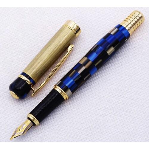 Kaigelu 336 Marble Celluloid Fountain Pen iridium Medium Nib, Beautiful Blue Pattern Writing Gift Pen Office Business Supplies