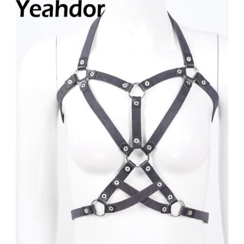 Sexy Punk Body Chest Harness Woman Chain Top Rock Leather Hollow Chest Waist Belt Club Fashion Body Jewelry Gothic Accessories