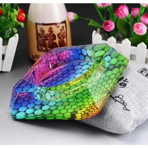 Sell like hot cakes! Bevel color colorful crystal ashtray crystal wedding gift craft home furnishings
