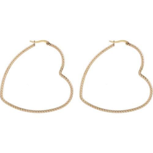 RIR Simple Heart Shape Hoop Earring Rose Gold Stainless Steel Fashion Charm Forever Love Heart Dangle Drop Hook Hoop Earrings