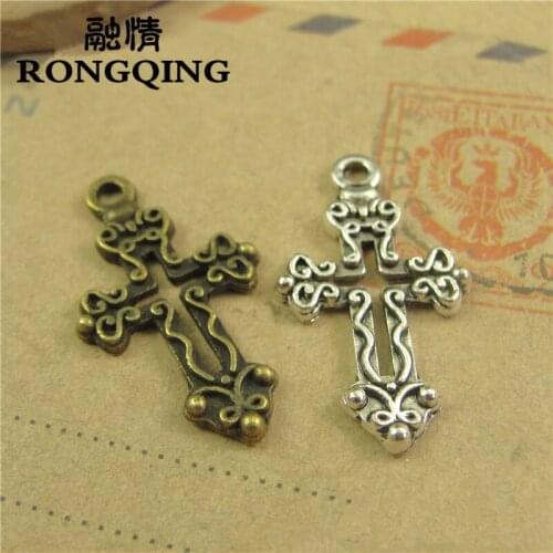 RONGQING 26*15MM Hollow Cross Charms 100pcs/lot Encantos Joyeria Breloques Jewelry Accessories
