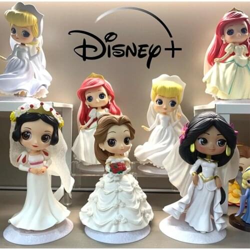 Disney Princess Wedding Dress Series Belle Cinderella & Jasmine Anime Action Figure PVC Doll Collectible Cake Topper Girls Toys