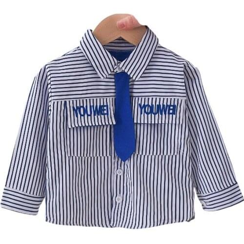 Spring Autumn Children Turn-down Collar Shirt Toddler Fashion Clothes Boys Baby Girls Striped Costume Kid Casual Letter Clothing