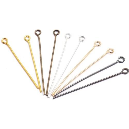 200Pcs/lot Eye Head Pins 16 20 24 30 35 40 45 50mm Eye Pins Needles Pins Findings DIY Jewelry Making Accessories Supplies