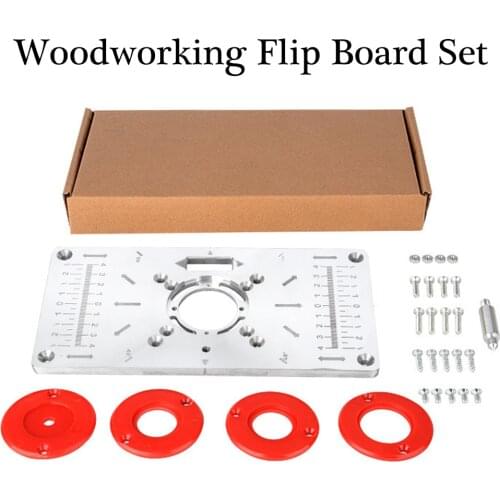 Benches Router Trimmer Table Insert Plate Aluminum Alloy Woodworking Engraving Trimming Machine Flip Board Set with Rings