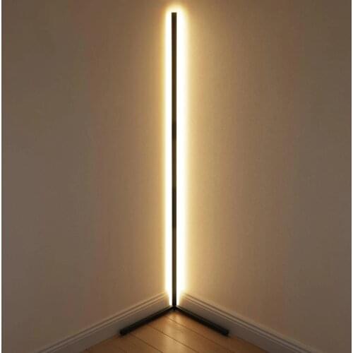 Modern Creative Two-Color Stepless Dimming Straight Corner Floor Lights Remote Control Standing Lamp for Living Room Bedroom