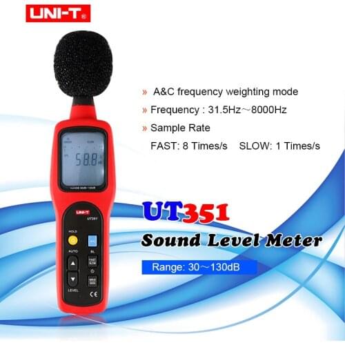 UNI-T UT351 Digital Sound Level Meter 30-130dB Decibel Meter Noise Tester has A&C frequency weighting/fast/slow Sample Rate
