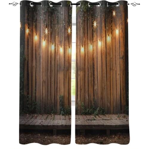 Arena Party Wooden Plank Blackout Curtains For Living Room Bedroom Printed Window Treatment Drapes Home Decor