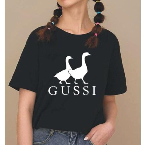 Womens T-shirt Funny Duck Pattern Printing Short-sleeved Casual Harajuku Cotton Tees Street Plus Size Round Neck T-shirts Tops