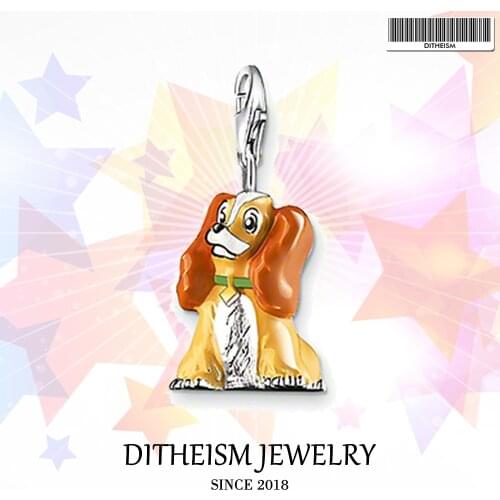 Lady Dog Charms Pendant,2018 Jewelry 925 Sterling Silver Cute Gift For Women Girls Fit Bracelet Necklace Bag Choker