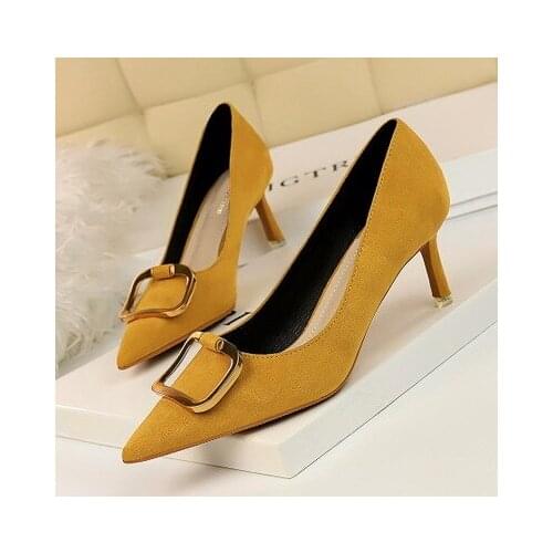 2020 New Nightclub Women Pumps Gladiator Solid Flock High Heels 6.5CM Shoes Women Shallow Sexy Party Shoes Fashion Wedding Shoes