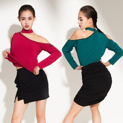 2020 New Arrival Women Ballroom Latin Dance Tops Sexy Irregular Tops Cha Cha Samba Female Practice Stage Dancing Wear DL5212