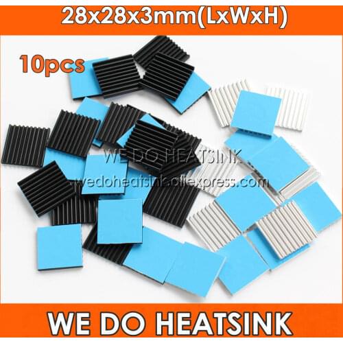 WE DO HEATSINK 10pcs 28x28x3mm Silver / Black Heatsink Aluminum Heat Sink Radiator Cooler With Tape Applied For IC AMD Chipset