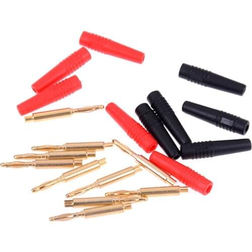 10pcs/lot 2mm Gold Plated Wilding Banana Plug Audio Speaker Amplifier Cable Wire Power Screw Jack Connector Adapter Randomly