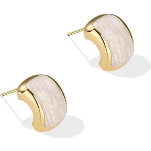 2021 Wholesale Korean Fashion Semicircle Oil Earrings Temperament Net Red Retro Arc Earrings Fashion Ladies Earrings