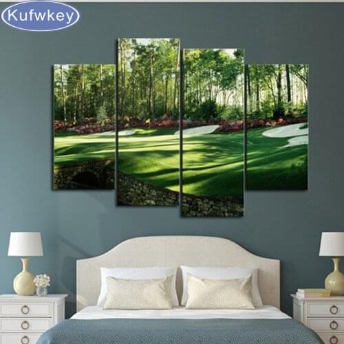 5D DIY Diamond Painting Cross Stitch 4pcs/set Golf Course home decoration Diamond Embroidery full display Full Rhinestone Mosaic