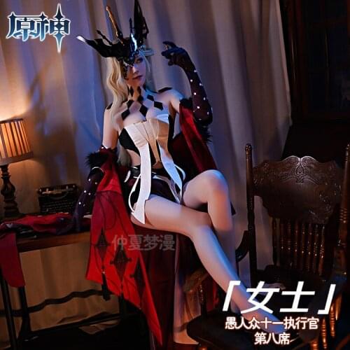 Anime Genshin Impact Fatui Executive Officer NPC Cosplay Costume Game Suit Uniform Halloween Outfit For Women 2020 New