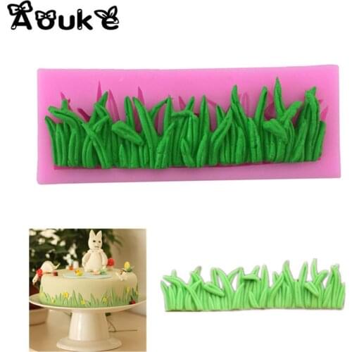 Aouke Grass Silicone Mold modelling DIY Double Sugar Cake Baking Chocolate Fudge Die Pudding Cake Grass Ornaments Silicone Mold