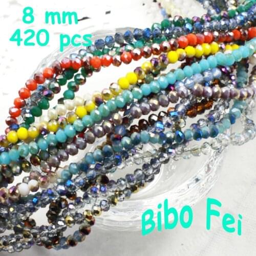 Free shipping multi color 8mm 420PCS Glass Czech crystal beads, wheel beads,transit beads,bracelet necklace Jewelry Making DIY