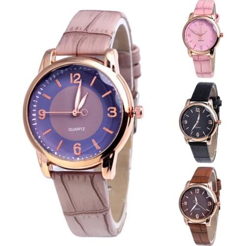 Fashion Watch Women Round Dial Bamboo Grain Faux Leather Strap Analog Quartz Watch Arabic Numbers Quartz Watch Bracelet Casual