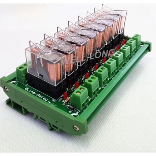 DIN Rail Mount 8 SPDT 16A Power Relay Interface Module,OMRON G2R-1-E DC12V Relay