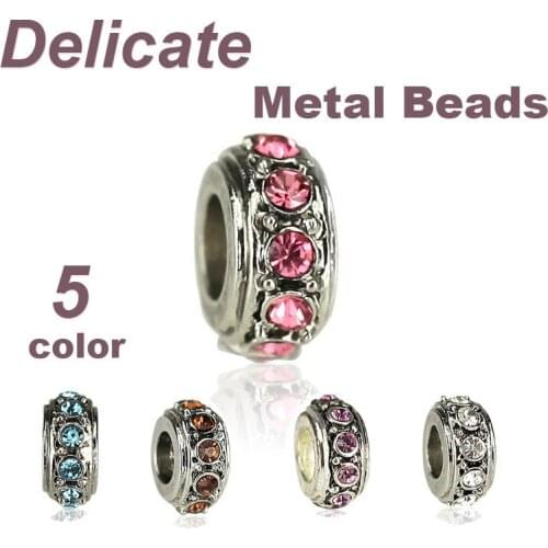 European Alloy Delicate Metal Rhinestone Bead and Pendant Fits for DIY Jewelry Making Pandora Charms Bracelet & Bangles