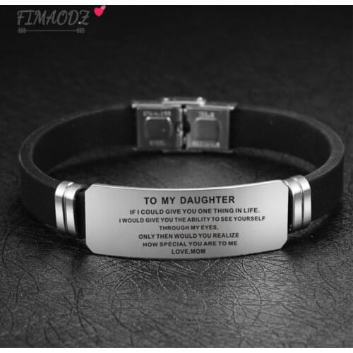 FIMAODZ To My Daughter Bracelet How Special You Are To Me Love You Black Silicone Bangle Bracelets for Girls Kids Birthday Gift