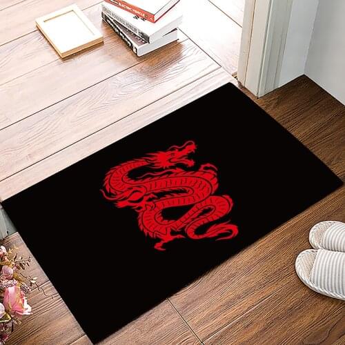 Red Dragon Dragon Claw Art Doormat Bedroom Kitchen Floor Mat Bathroom Anti-Slip Rug Home Doormat for Entrance Door