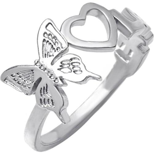 Creative Hollow Butterfly Rings for Women Gold Color Silver Color Personality Fashion Copper Three-dimensional Couple Love Ring