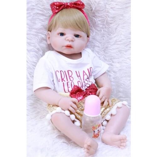 NPK bebes reborn girl doll full silicone baby dolls 23"57cm lifelike baby new born princess dolls kids xmas gift bonecas
