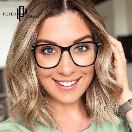Square Transparent Anti Bule Ligth Glasses Metal Frame Women Fashion Computer Optical Blue Light Bezel Clear Reading Glasses