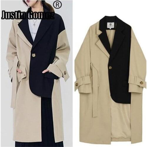 Patchwork Style Brand Chic Famous Runway Ladies Windbreaker Outerwear Luxury Oversized Spring Fall Casual Trench Coat Sobretudo