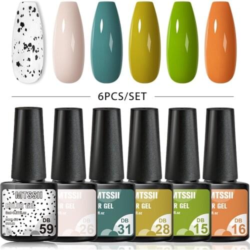 Mtssii 2/6pcs Egg Effect Gel Nail Polish Set Varnishes For Nails Art Eggshell Hybrid Design Base And Top Coat For Gel Polish