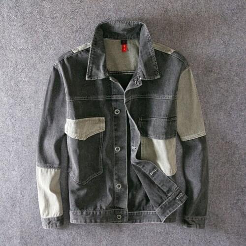 2021 Autumn Newly Fashion Men Jackets Spliced Designer Casual Denim Jackets Men Cotton Coats Streetwear Hip Hop Chaqueta Hombre