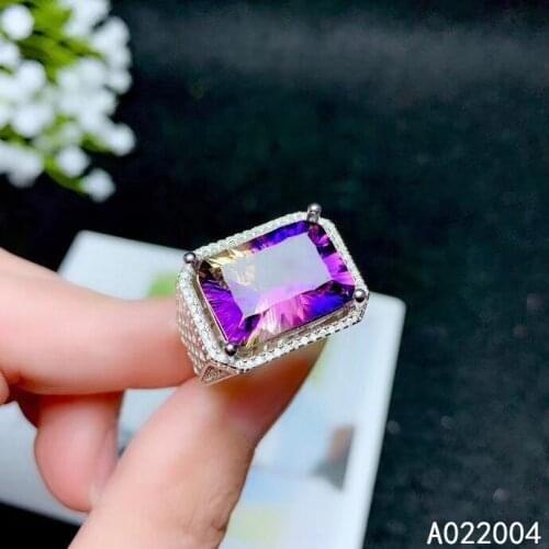 KJJEAXCMY fine jewelry 925 sterling silver inlaid Ametrine gemstone new men ring luxury hot selling