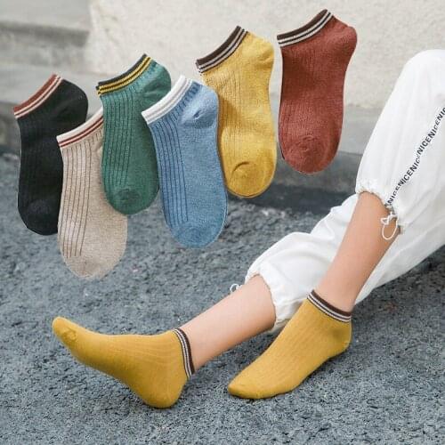 10 Pair/ Lot Spring And Summer New Product Socks Womens Japanese Luokou Two Bar Boat Socks Women Cotton Sweat Socks Women