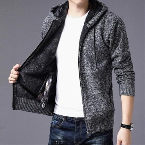 NEW Velvet Knitted Cardigan Female Short Sweater Hood Jacket Women the man Long Sleeve Jumper Sweaters Warm Cardigan the manTops
