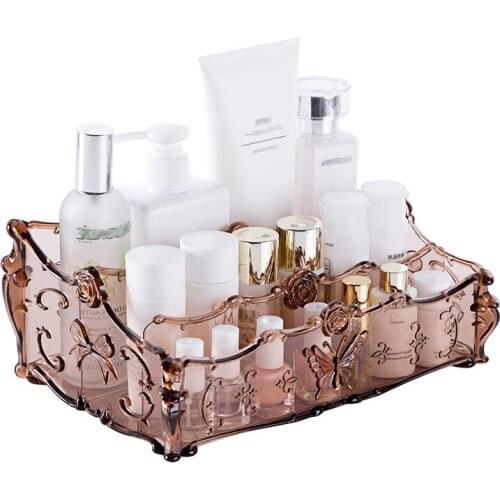 New Makeup Organizer Cosmetics Storage Box Transparent Plastic Box Bathroom Sundries Storage Rack Desktop Organizer