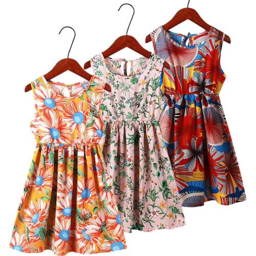Print Girls Princess Dress for Kids Summer Floral Dresses Toddler Kids Holiday Party Poplin Sundress Baby Clothing Vestido
