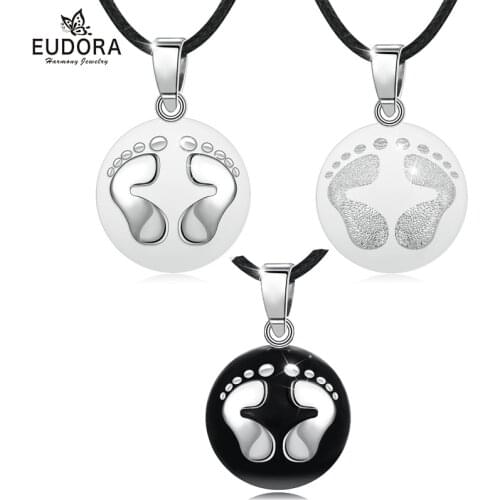 Eudora Pregnancy bola harmony Pendant White & Black feet harmony ball Necklace for pregnant woman pregnancy new mom gift B224