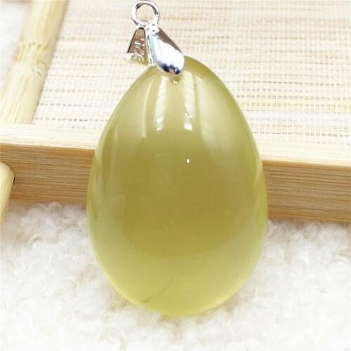 Genuine Natural Yellow Citrine Quartz Water Drop Pendant 34x24x15mm Women Jewelry Clear Citrine Beads Necklace AAAAA